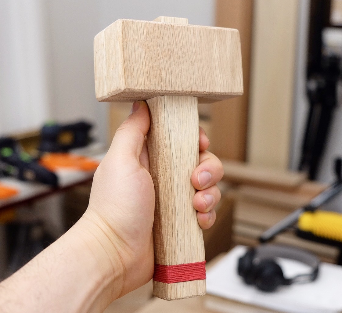 Oak small mallet with hand grips